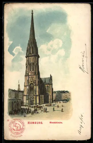 Lithographie Hamburg, Nicolaikirche