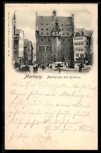 AK Marburg, Marktplatz mit Rathaus