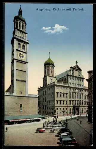 AK Augsburg, Rathaus mit Perlach