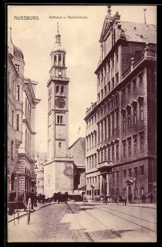AK Augsburg, Rathaus, Perlachturm