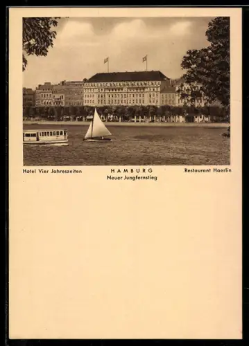 AK Hamburg-Neustadt, Hotel Vier Jahreszeiten mit Restaurant Haerlin, Neuer Jungfernstieg 9-14