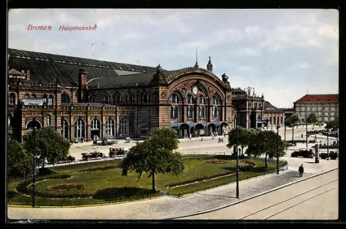 AK Bremen, Hauptbahnhof mit Vorplatz