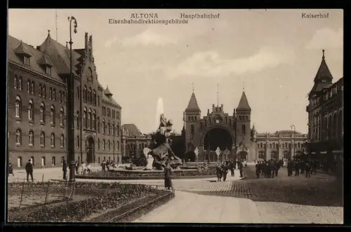 AK Hamburg-Altona, Hauptbahnhof, Eisenbahndirektion, Kaiserhof