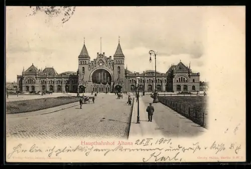AK Hamburg-Altona, Hauptbahnhof mit Leuten