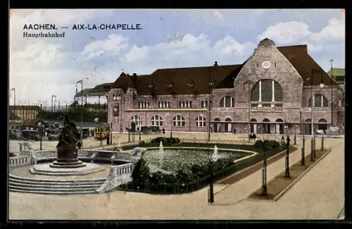 AK Aachen, Ansicht vom Bahnhof