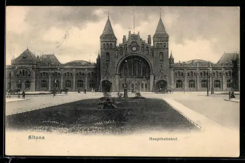 AK Hamburg-Altona, Frontansicht vom Bahnhof
