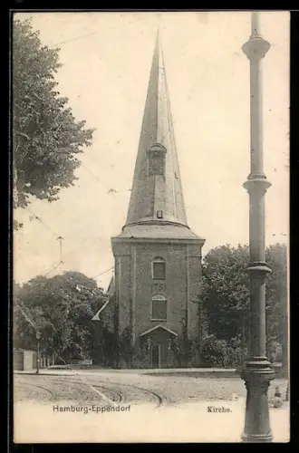 AK Hamburg-Eppendorf, Blick zur Kirche