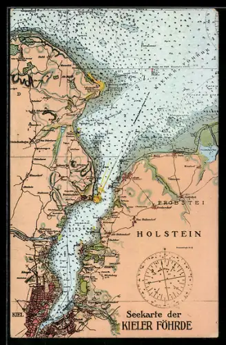 AK Kiel /Holstein, Landkarte der Kieler Förhde mit Probstei und Schilksee