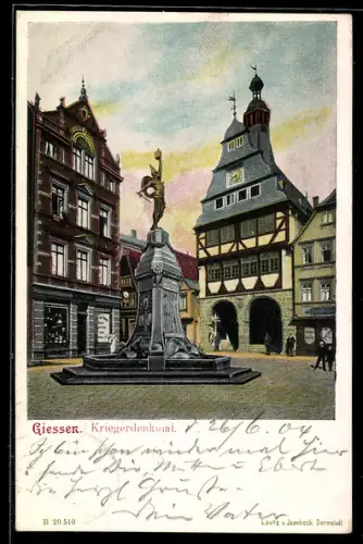 AK Giessen, Blick zum Kriegerdenkmal