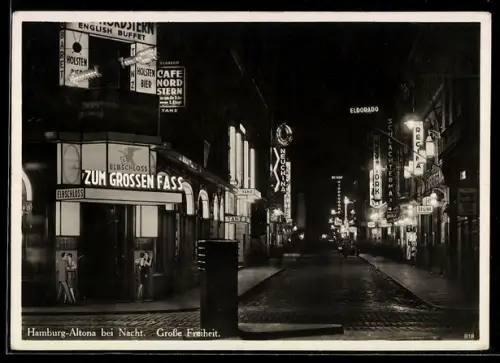 AK Hamburg-Altona, Gasthaus zum Grossen Fass, Grosse Freiheit bei Nacht