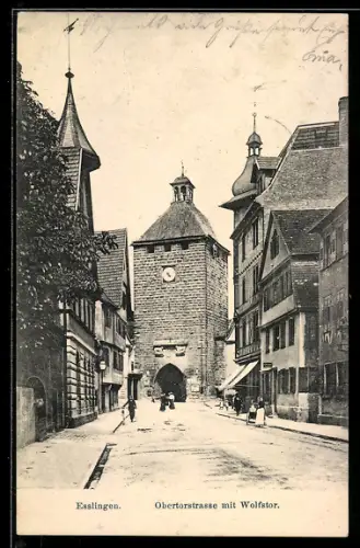 AK Esslingen, Obertorstrasse mit Wolfstor