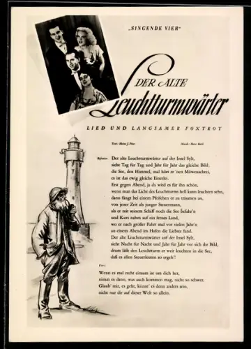 AK Musiker der Singenden Vier, Der alte Leuchtturmwärter, Lied und lansamer Foxtrot