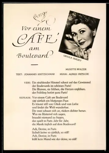 AK Musikerin Ursula Maury, Vor einem Cafeam Boulevard, Musette-Walzer