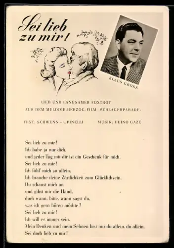 AK Musiker Klaus Gross, Sei lieb zu mir!, Lied und langsamer Foxtrot