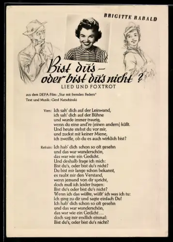 AK Musikerin Brigitte Rabald mit dem Songtext zuBist du`s - oder bist du`s nicht?