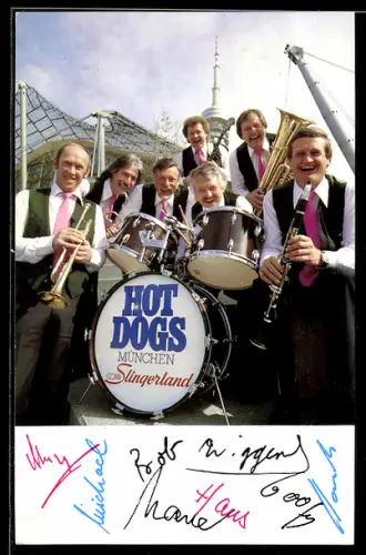AK Musiker Die Hot Dogs mit ihren Instrumenten