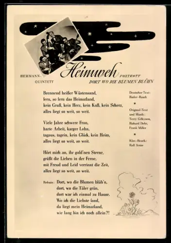 AK Musiker des Hemmann-Quintetts, Heimweh, Foxtrott