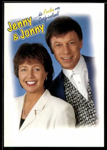 AK Musiker Jenny und Jonny mit fröhlichem Lachen, die Perlen von Ostfriesland!