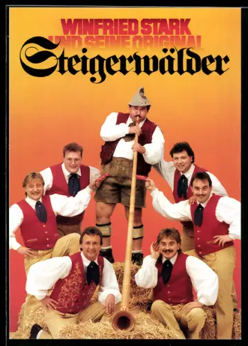 AK Musiker Winfried Stark und seine Original Steigerwälder, Musiker mit Alphorn