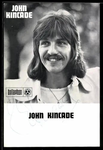 AK Musiker John Kincade mit Schnurrbart und Langhaarfrisur, Autograph