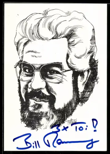 AK Musiker Bill Ramsey mit Brille und Bart, Autograph