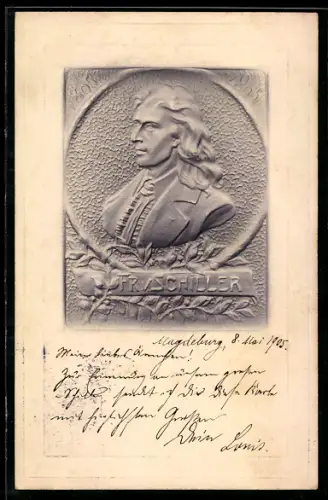 Präge-AK Fr. v. Schiller im Porträt 1805 bis 1905