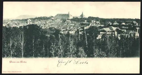 Klapp-AK Gotha, Panoramablick auf die Stadt