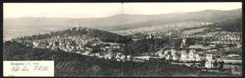 Klapp-AK Königstein i. T., Panoramablick auf die Stadt