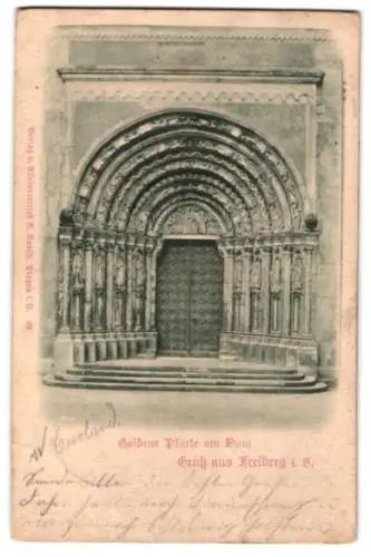 Relief-AK Freiberg i. Sa., Goldene Pforte am Dom