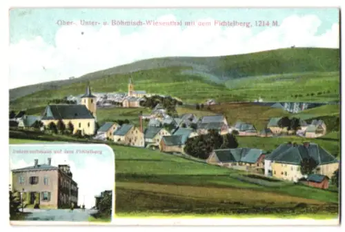 Relief-AK Böhmisch-Wiesenthal /Fichtelberg, Gasthaus auf dem Fichtelberg
