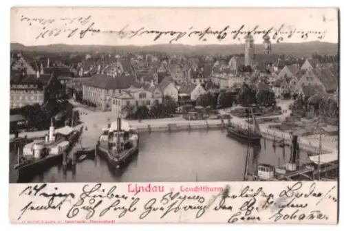 Relief-AK Lindau, Blick vom Leuchtturm
