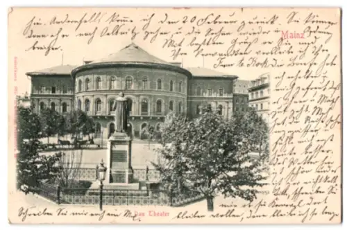 Relief-AK Mainz, Blick zum Theater