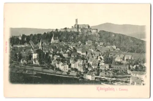 Relief-AK Königstein i. Taunus, Ortsansicht mit Burg