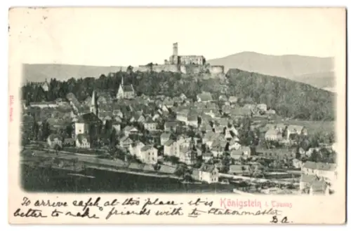 Relief-AK Königstein i. Taunus, Blick über den Ort