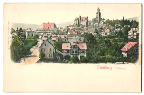 Relief-AK Cronberg i. Taunus, Blick über die Dächer