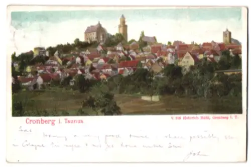Relief-AK Cronberg i. Taunus, Blick in den Ort