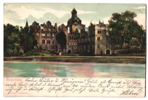 Relief-AK Bückeburg, Blick zum Schloss