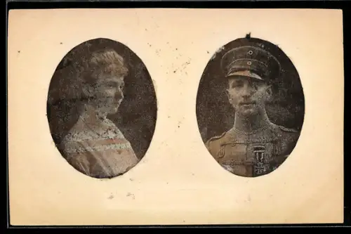 Handgemachte-Collage-AK mit Portrait von Prinz Joachim von Preussen
