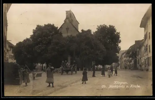 AK Klingnau, Ob. Marktplatz und Kirche