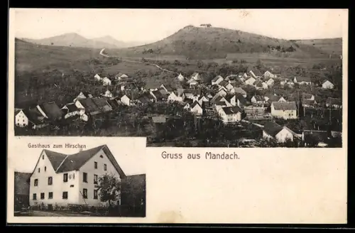 AK Mandach, Gasthaus zum Hirschen, Ortsansicht