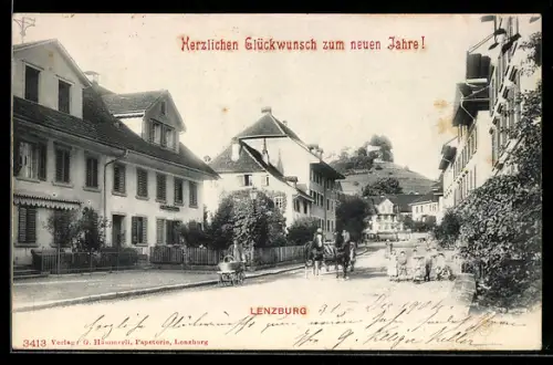 AK Lenzburg, Gasthaus mit Strassenpartie