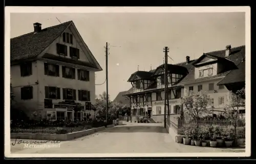 AK Merenschwand, Gasthof z. Schwanen mit Strassenpartie