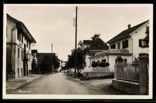 AK Boswil, Gasthof gegenüber einer Warenhandlung