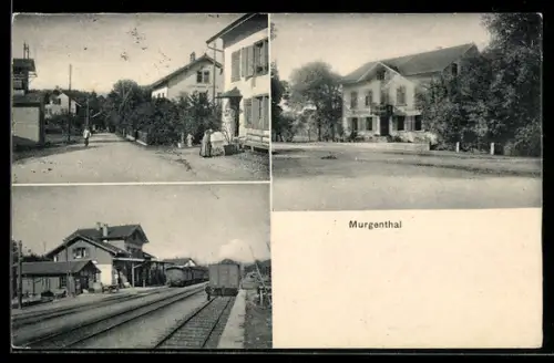 AK Murgenthal, Bahnhof, Partie am Gasthaus