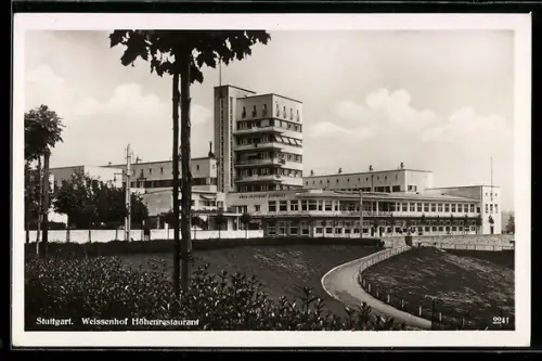 AK Stuttgart, Blick zum Weissenhof Höhenrestaurant