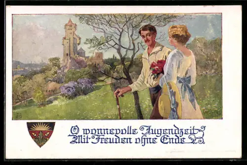 AK Deutscher Schulverein Nr.1072: Oh wonnevolle Jugendzeit mit Freuden ohne Ende