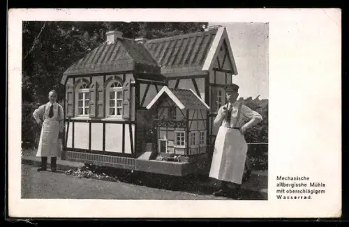 AK Mechanische altbergische Mühle mit oberschlägigem Wasserrad, Bau- und Arbeitszeit zirka 1 Jahr