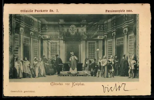 AK Oberammergau, Passionsspiele 1900, Christus vor Kaiphas