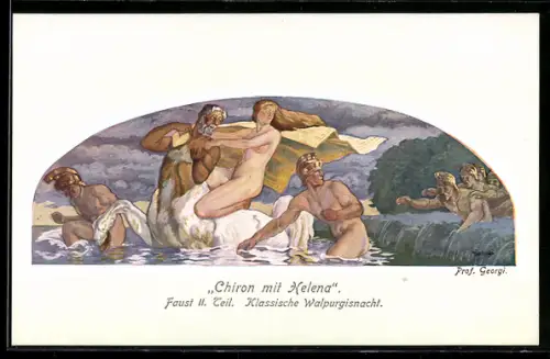 Künstler-AK Walter Georgi: Chiron mit Helena, Faust II. Teil