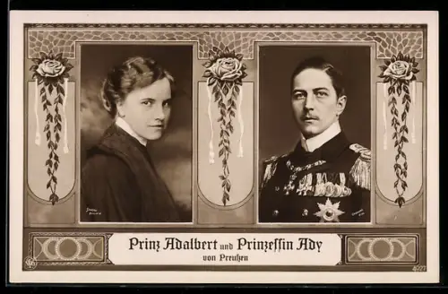 AK Prinz Adalbert von Preussen in Uniform, Prinzessin Ady von Preussen, Portraits